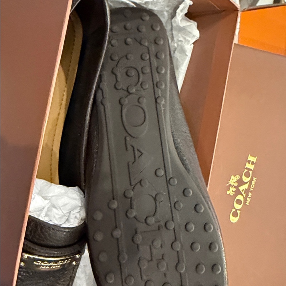 Coach Dark Brown Leather Slip-On Loafers - Picture 2 of 4